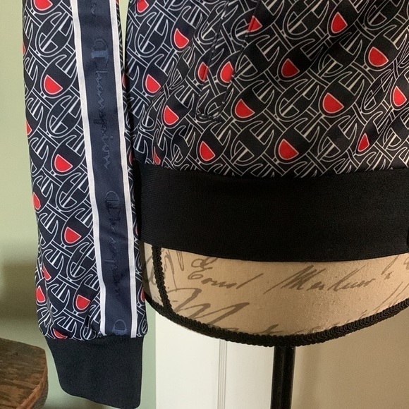 Champion Women’s Allover Logo Track Jacket - Navy Print - Picture 10 of 16